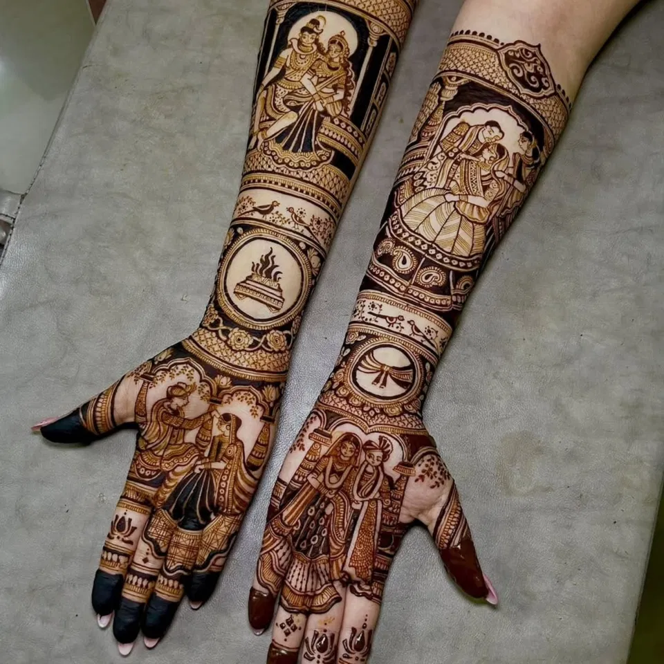 Full Hand Mehndi Design with Figures (3)