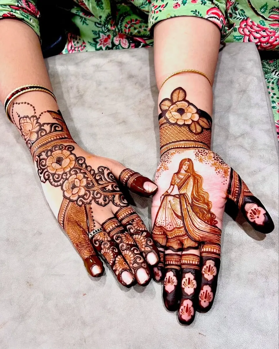 Back Hand Mehndi Design with Figures