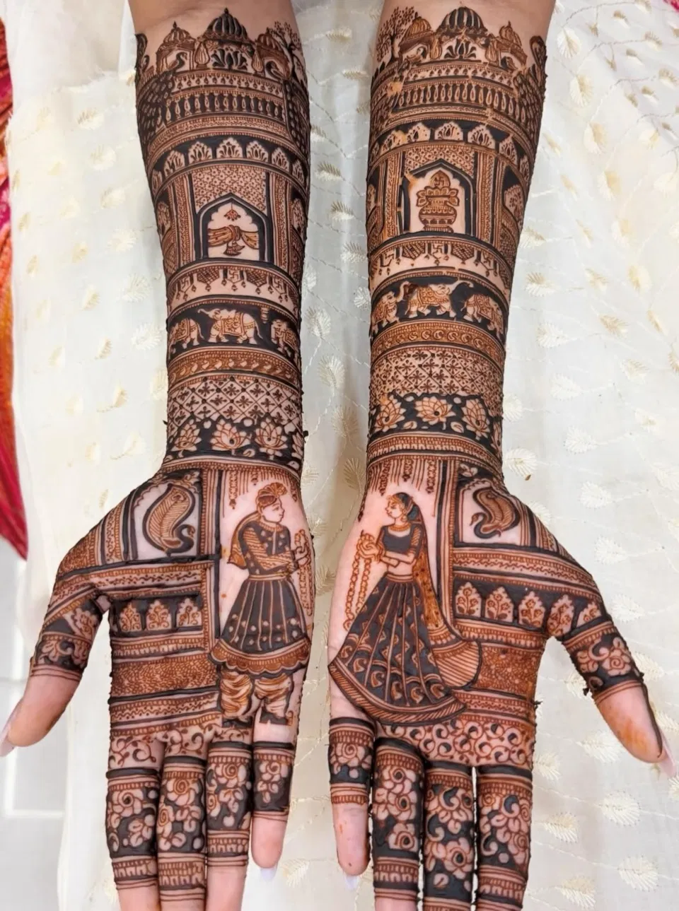 Heavy Full Hand Mehndi Design with Figures