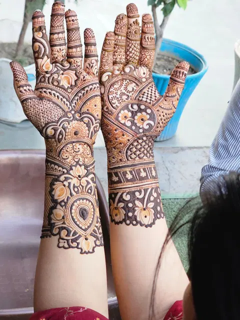 aesthetic front hand mehndi design