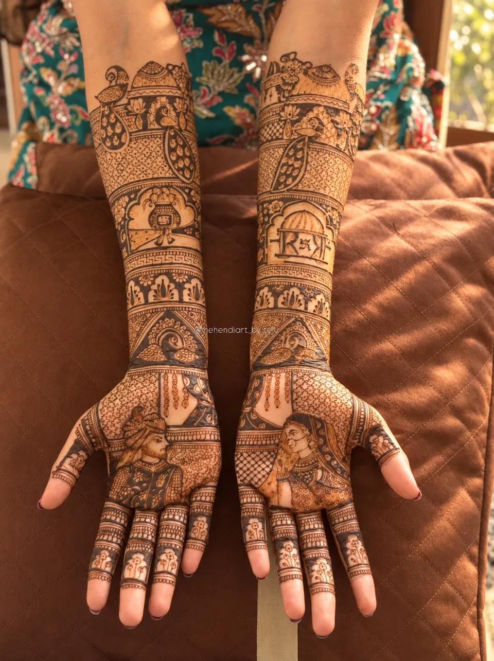 Bridal Front Hand Mehndi Design with Figures