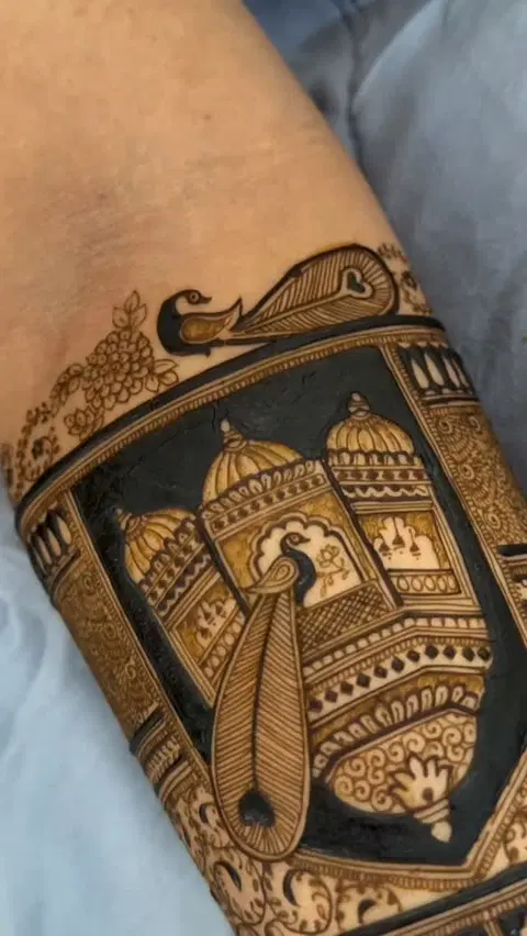 peacock full hand mehndi design