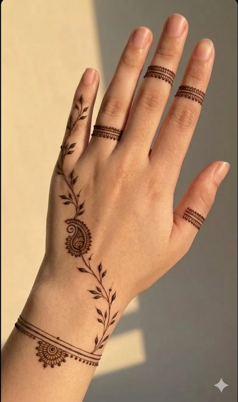 Arabic Indian Back Hand Mehndi Design with Jaal