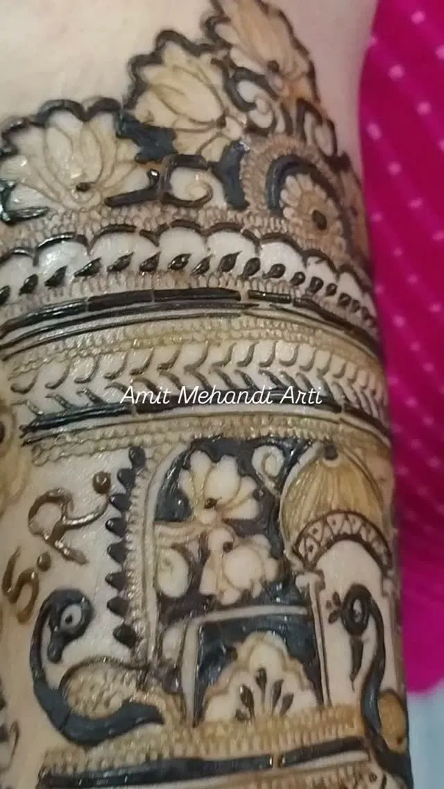 Bridal Full Hand Mehndi Design with Figures, Hearts and Lotus (4)