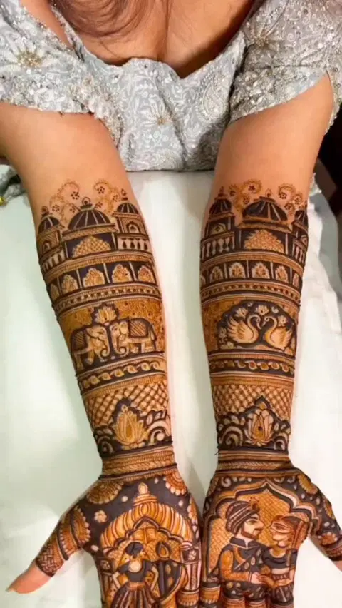 figure full hand mehndi design