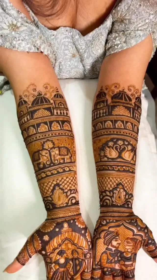 Full Hand Mehndi Design with Figures