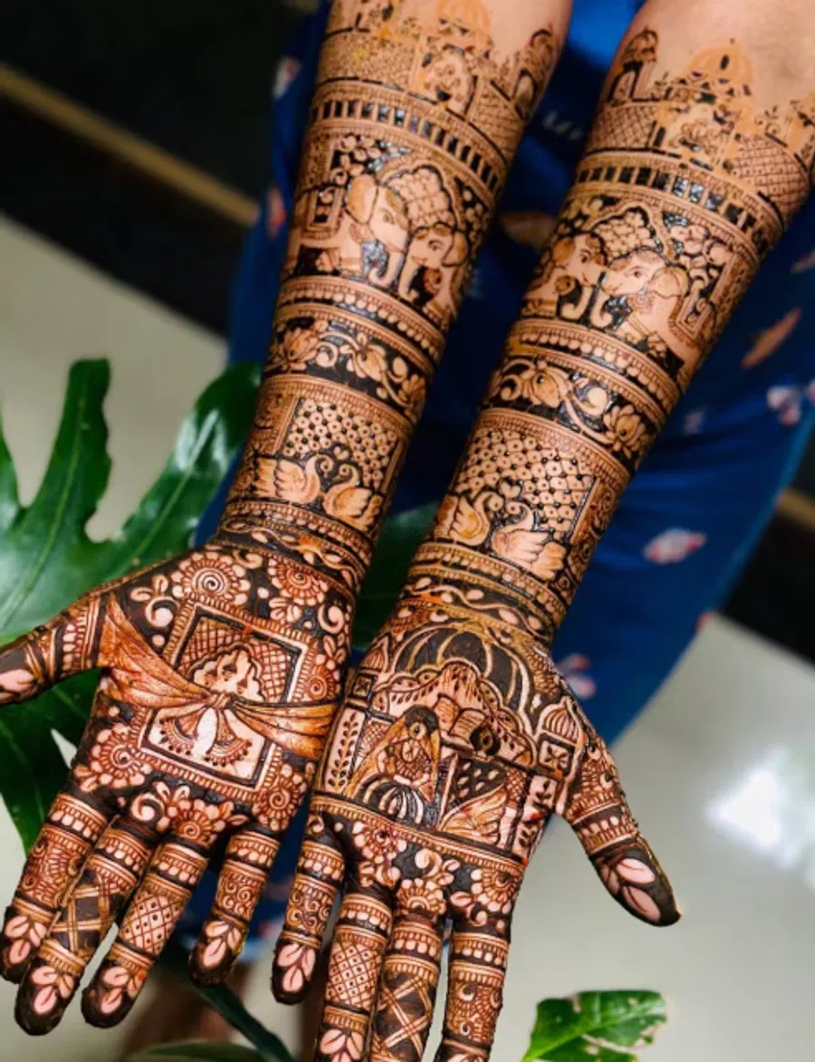 Back Hand Mehndi Design with Figures