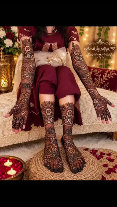 figure full hand mehndi design