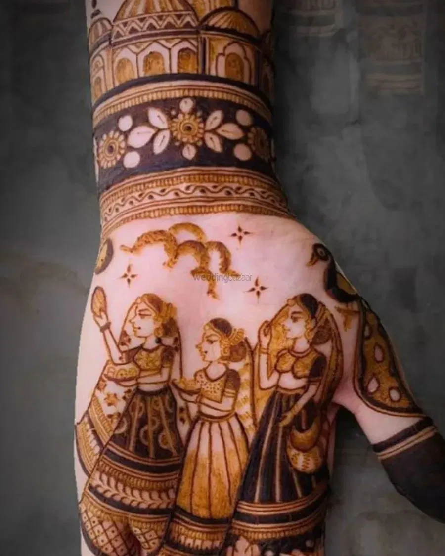 Full Hand Mehndi Design with Figures