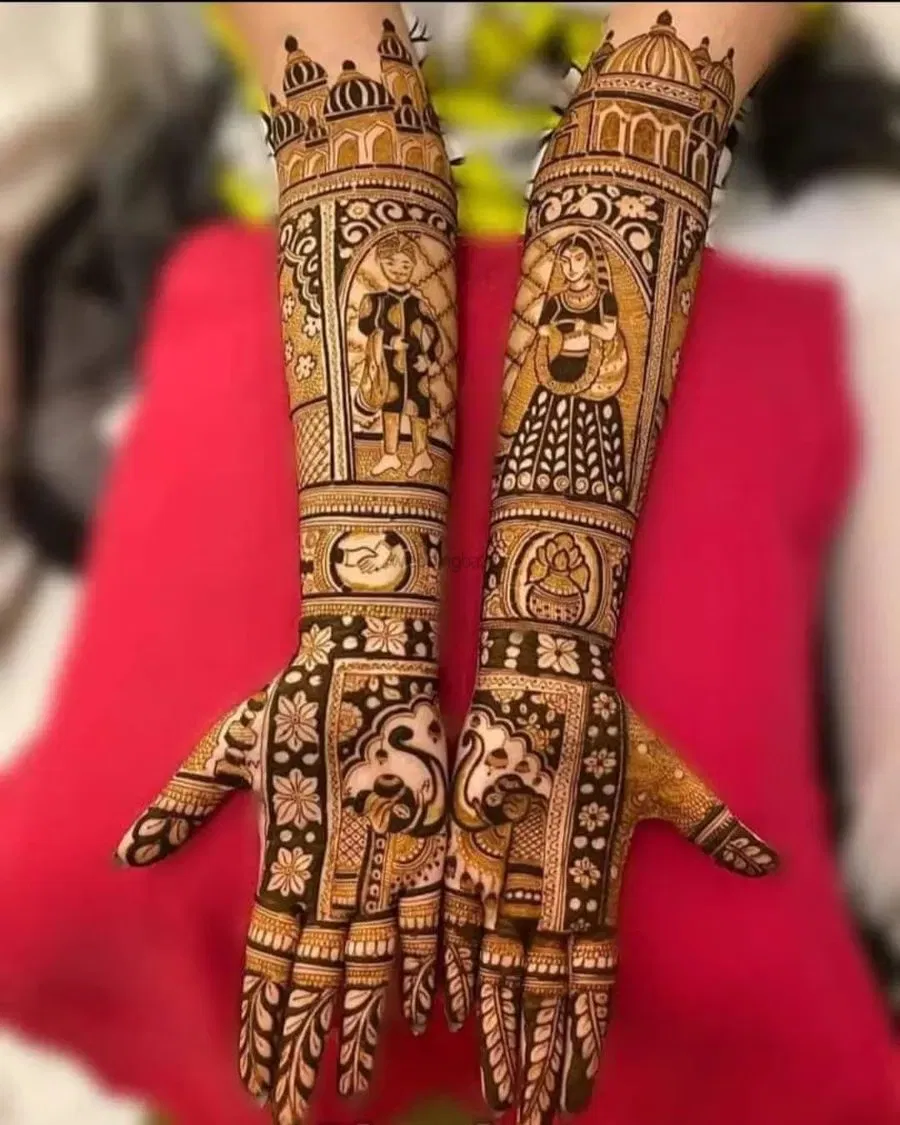 Full Hand Mehndi Design with Figures (2)