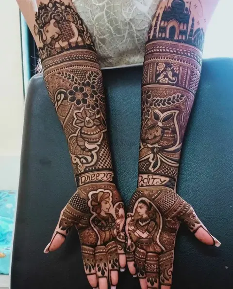 figure full hand mehndi design