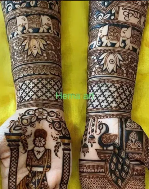 figure full hand mehndi design
