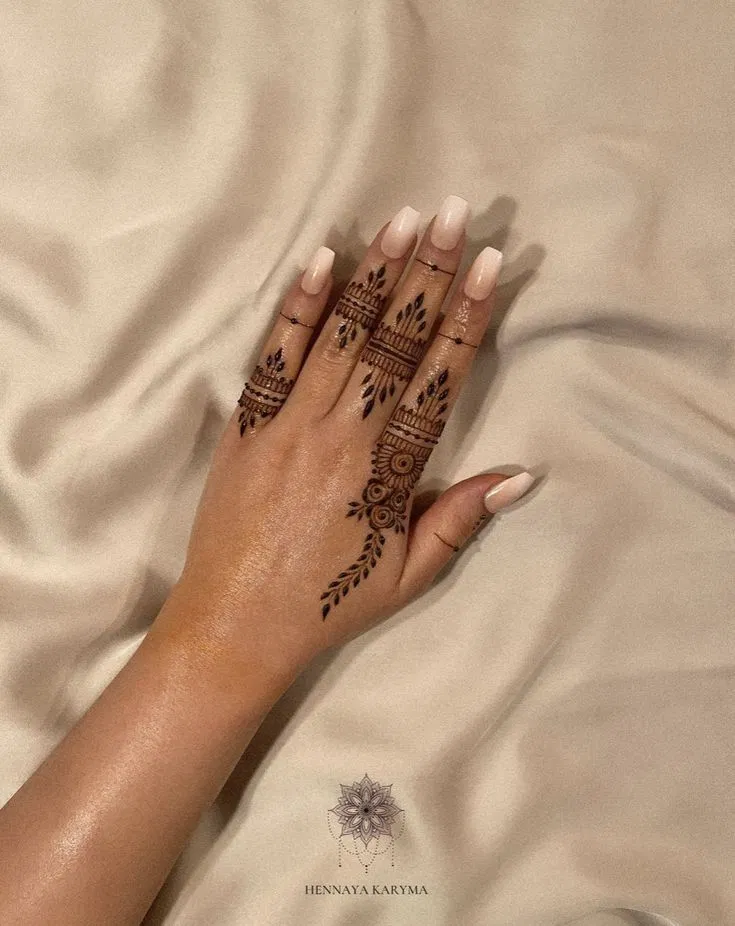 Minimal Simple Back Hand Mehndi Design with Jaal for Eid