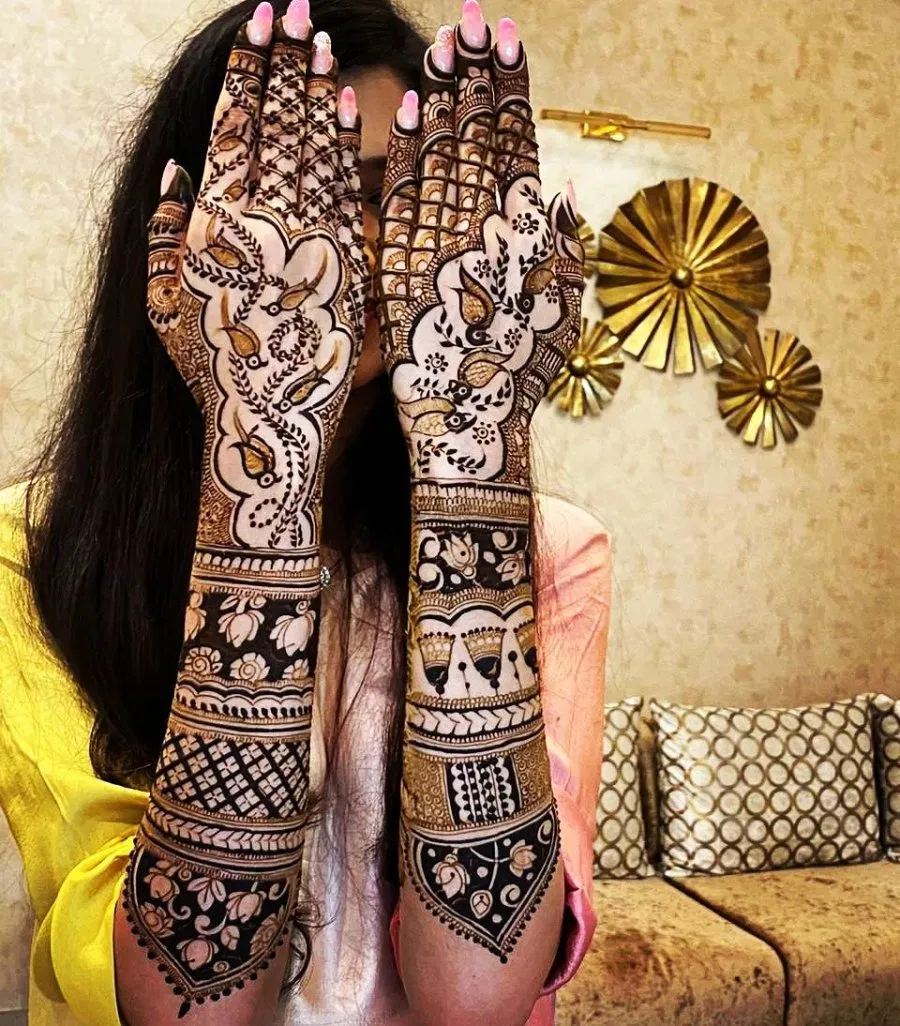 Front Hand Mehndi Design with Figures