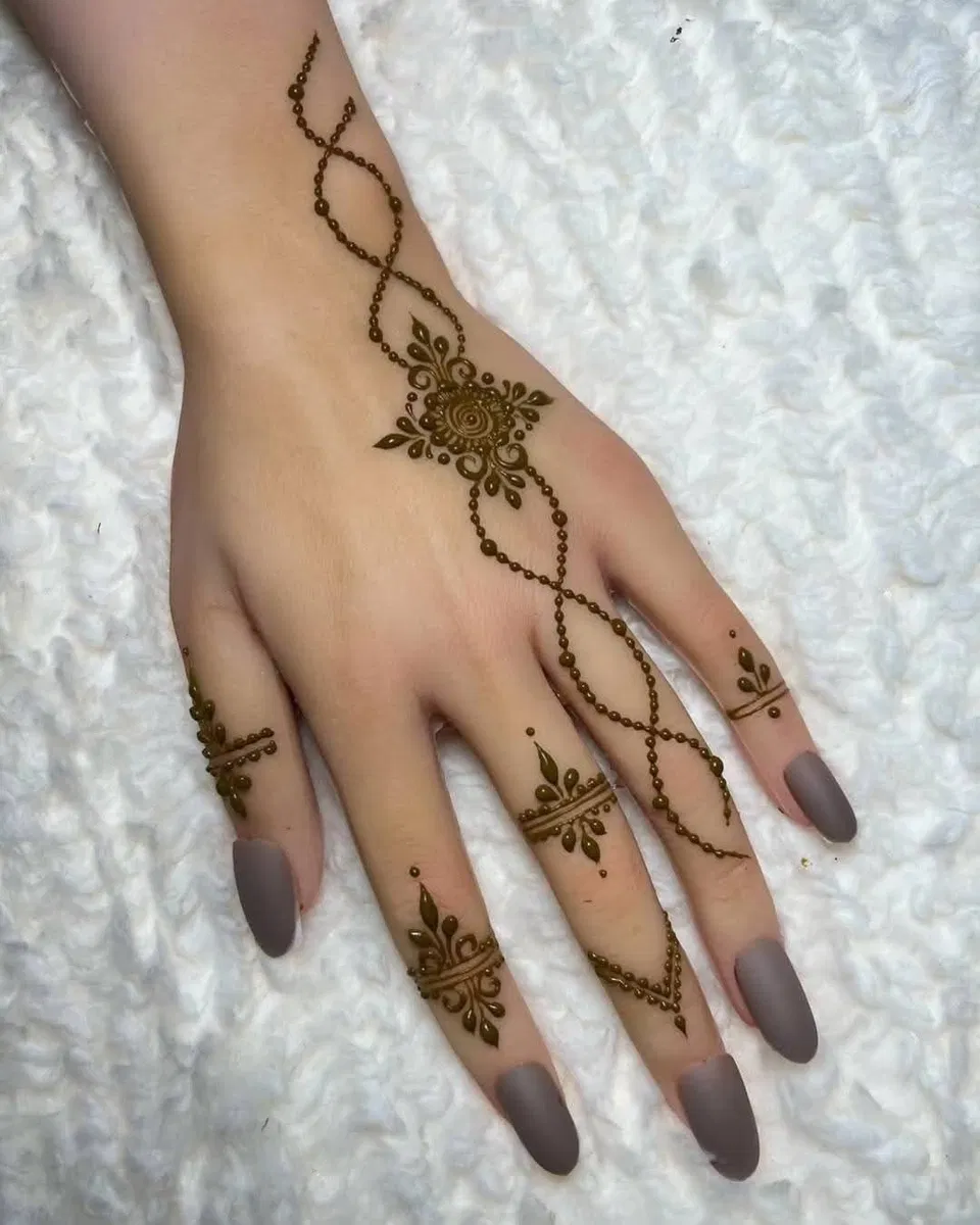 Arabic Minimal Back Hand Mehndi Design with Jaal (2)