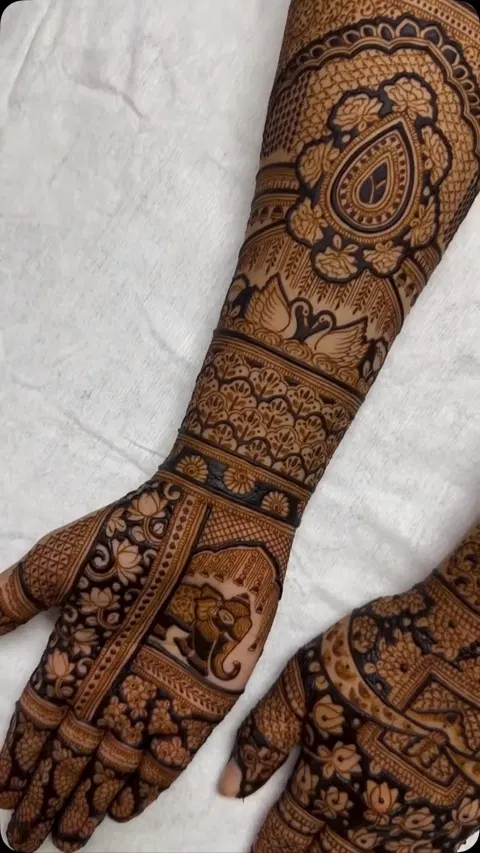 peacock full hand mehndi design