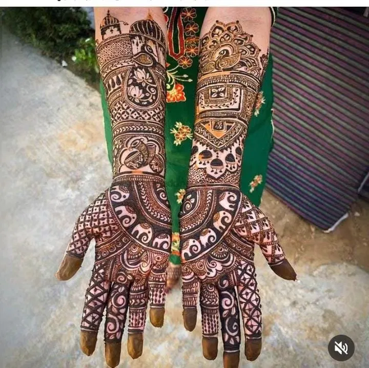 Front Hand Mehndi Design with Figures