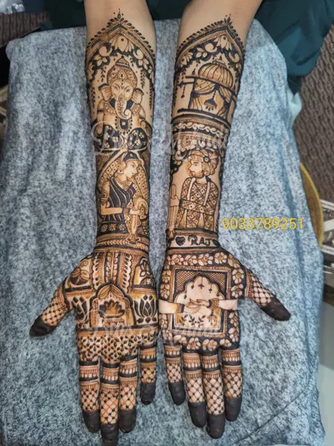 figure full hand mehndi design