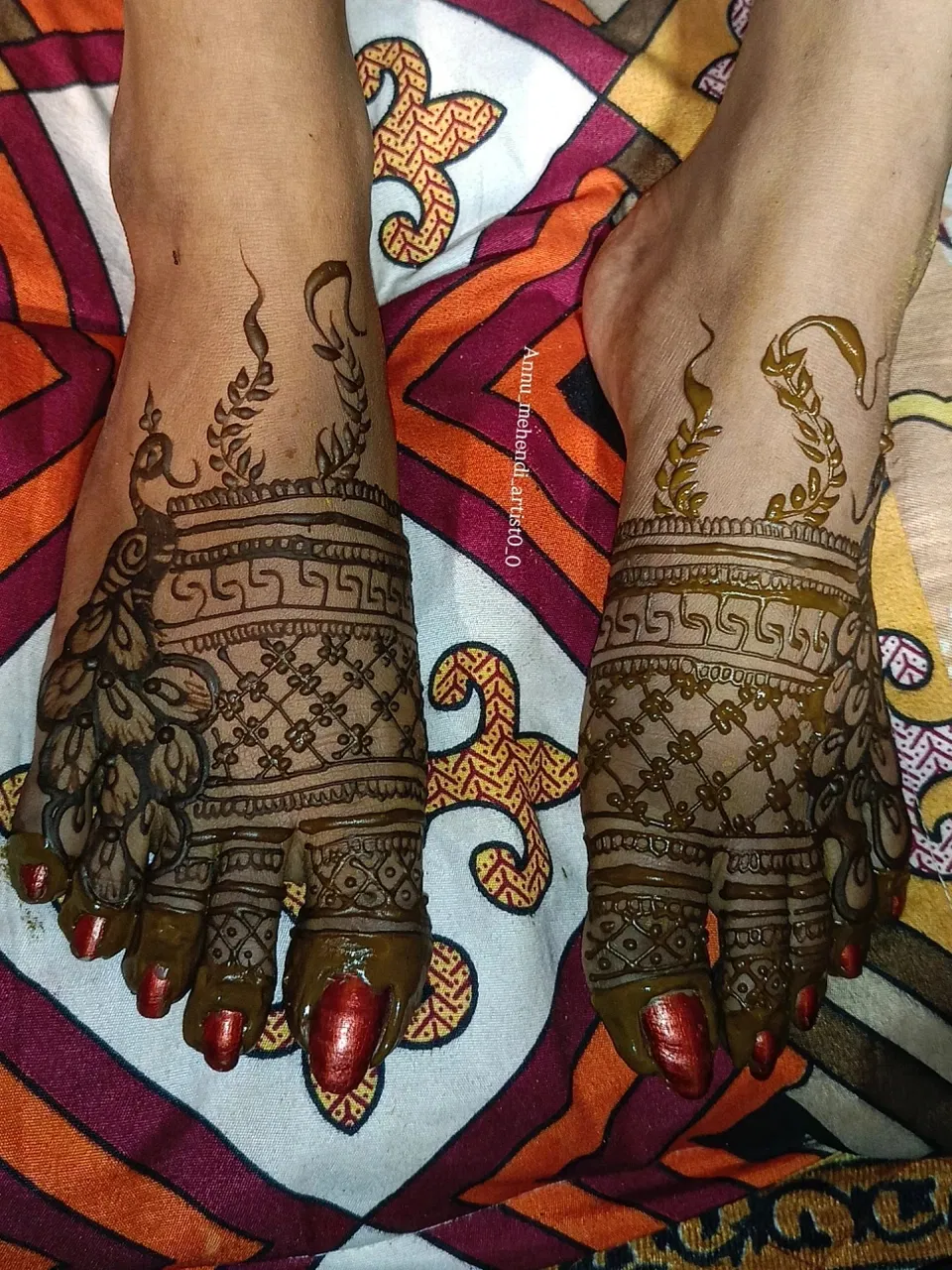 Back Hand Mehndi Design with Figures