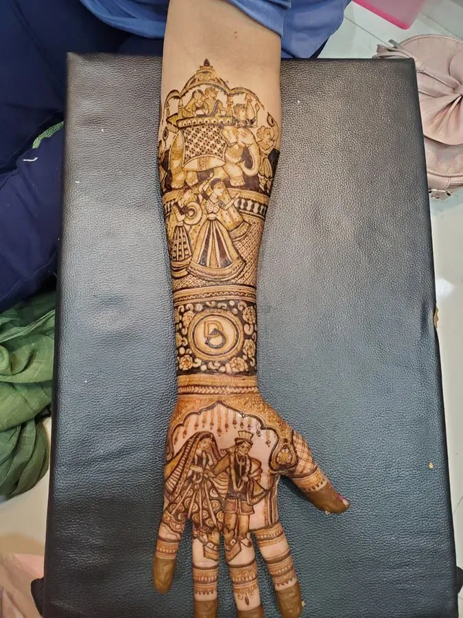 Front Hand Mehndi Design with Figures