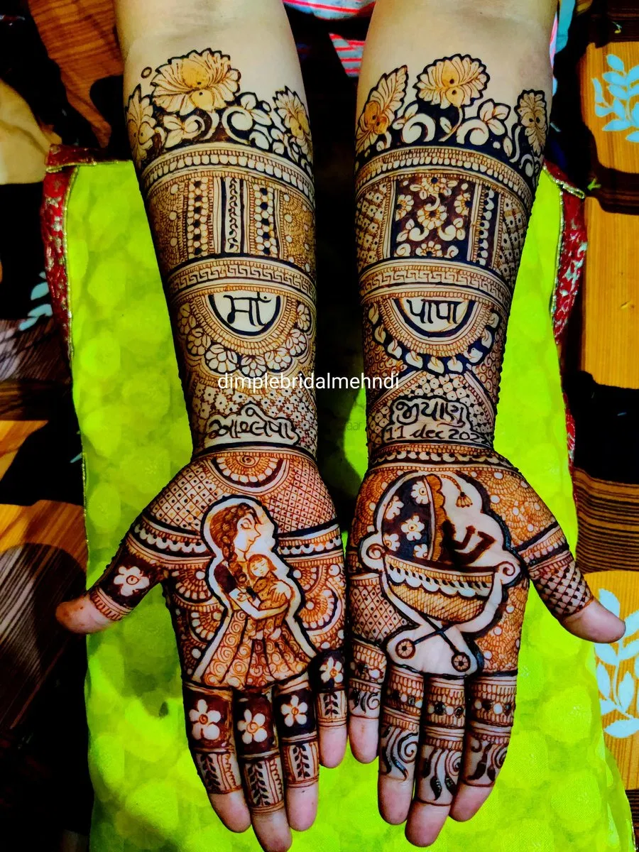 Front Hand Mehndi Design with Figures