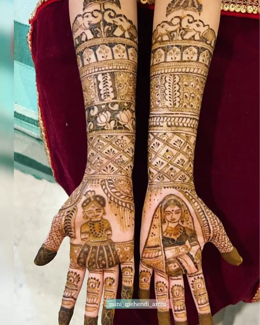 Front Hand Mehndi Design with Figures