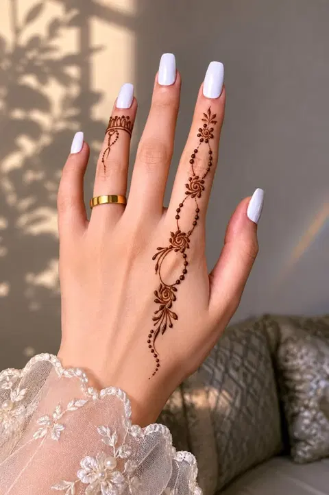 indian minimal bel back hand mehndi design