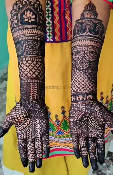 Front Hand Mehndi Design with Figures