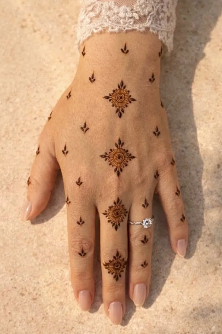 Bridal Minimal Back Hand Mehndi Design with Jaal