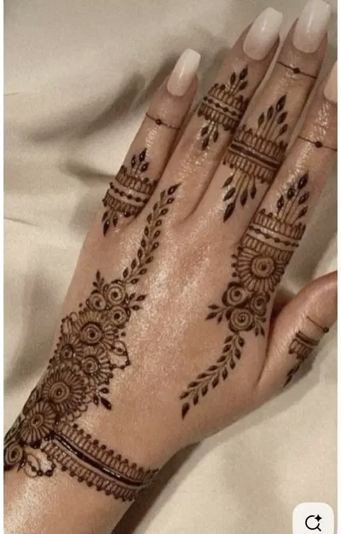 aesthetic arabic flower back hand mehndi design