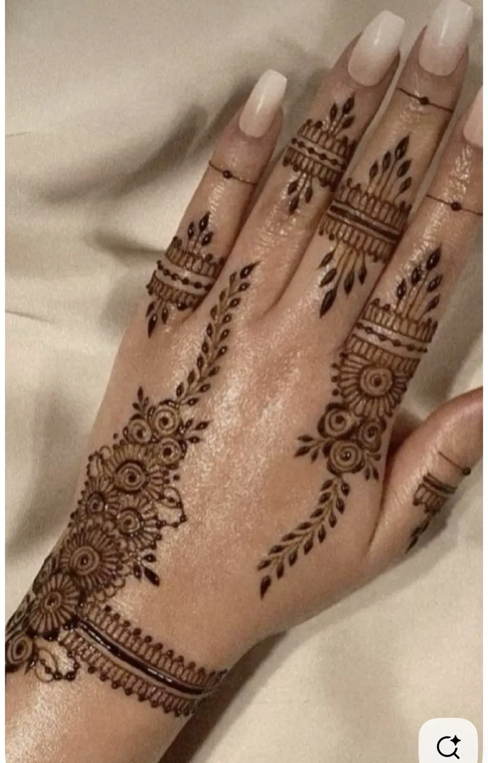 Aesthetic Arabic Back Hand Mehndi Design with Flowers (16)