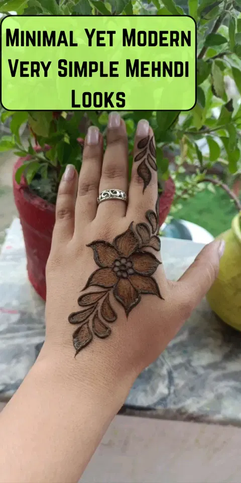 aesthetic arabic flower back hand mehndi design