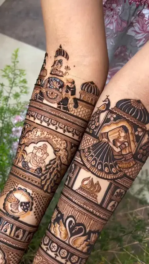 figure full hand mehndi design