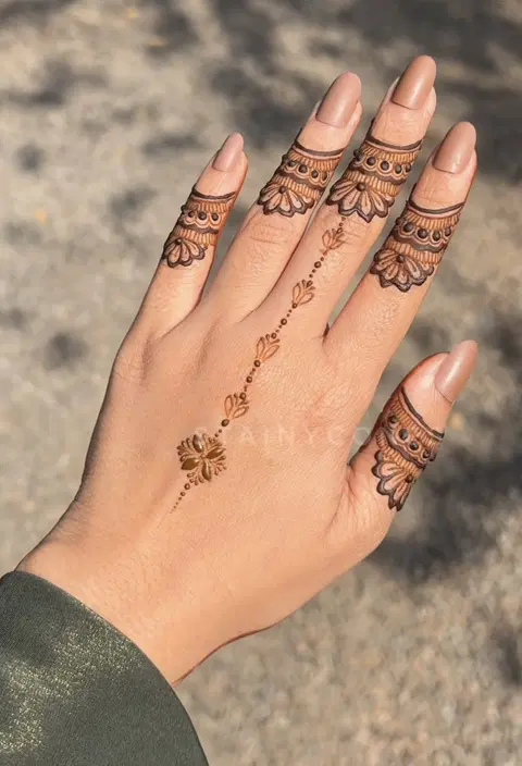 aesthetic minimal jaal back hand mehndi design