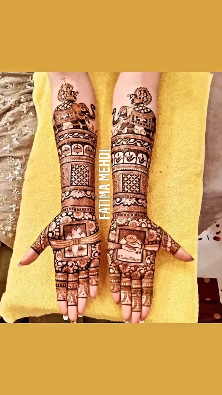 Front Hand Mehndi Design with Figures
