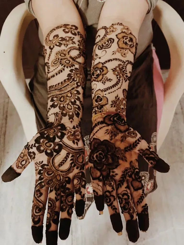 Front Hand Mehndi Design with Figures