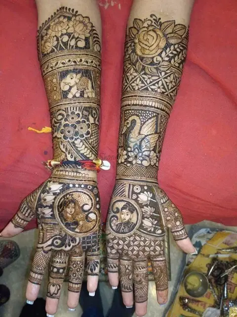 figure full hand mehndi design