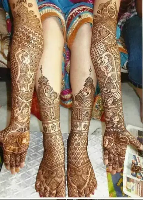 figure full hand mehndi design
