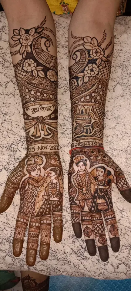 figure full hand mehndi design