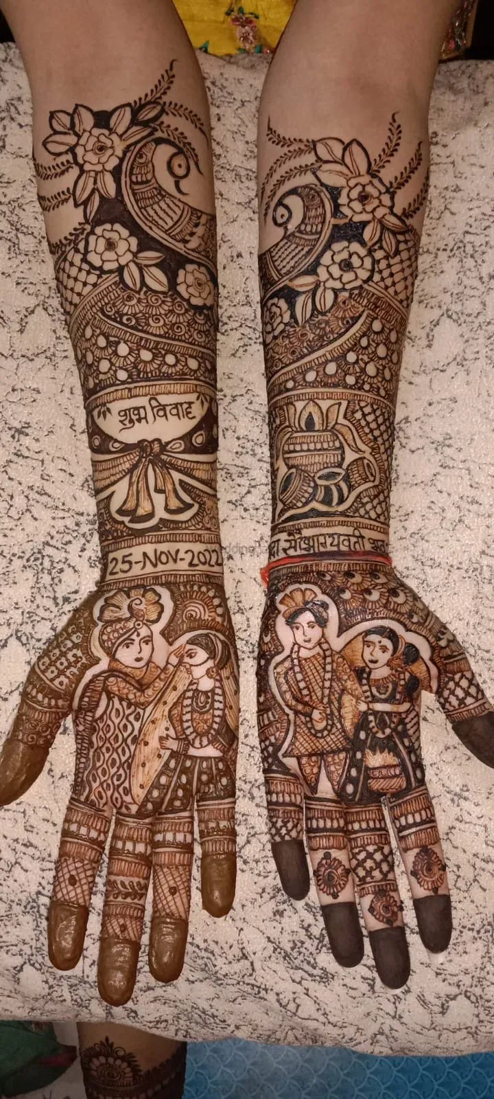 Heavy Full Hand Mehndi Design with Figures