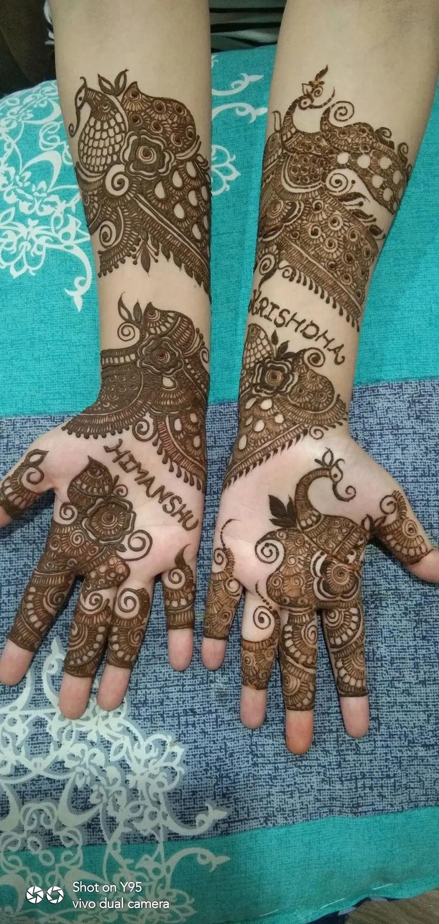 Front Hand Mehndi Design with Figures and Peacock (4)