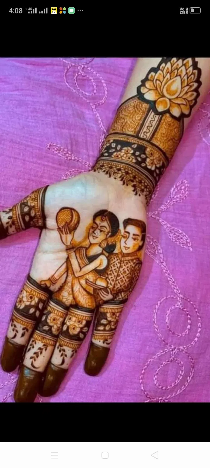 Back Hand Mehndi Design with Figures