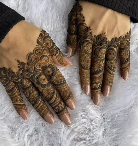 aesthetic royal back hand mehndi design