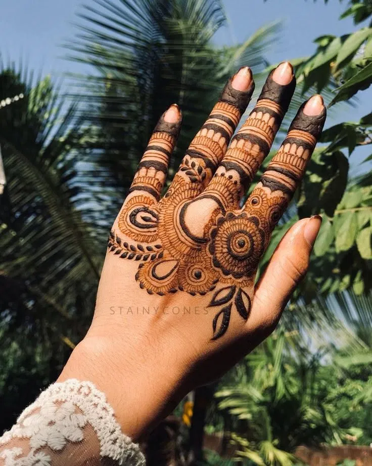 Arabic Simple Back Hand Mehndi Design with Gol Tikki (2)