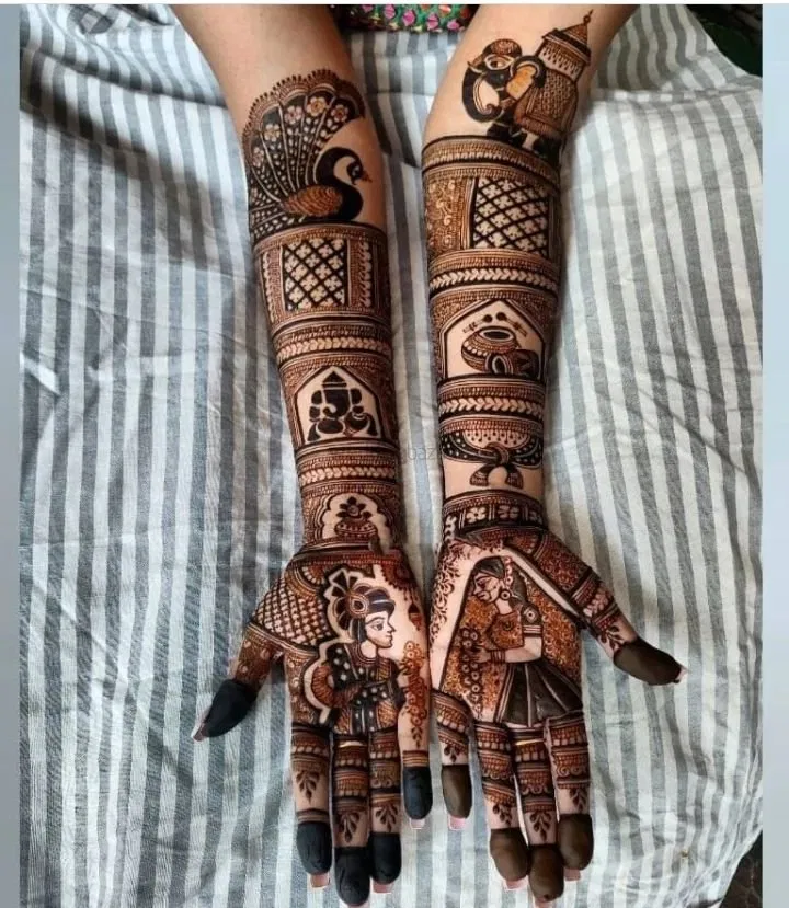 Front Hand Mehndi Design with Figures