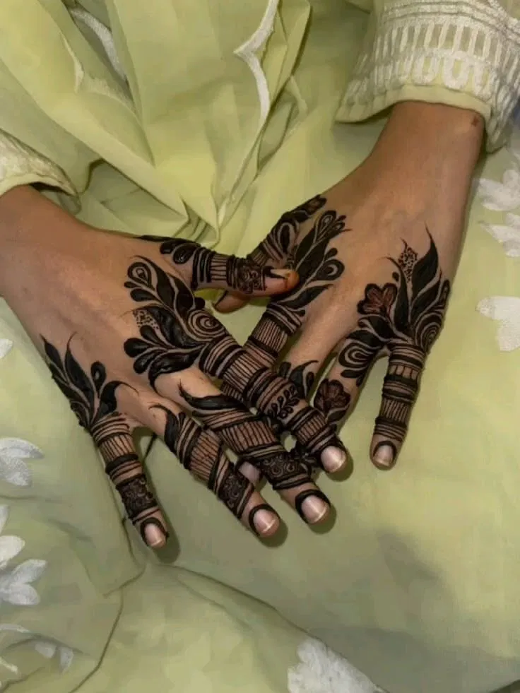 Aesthetic Bridal Back Hand Mehndi Design with Hearts (3)