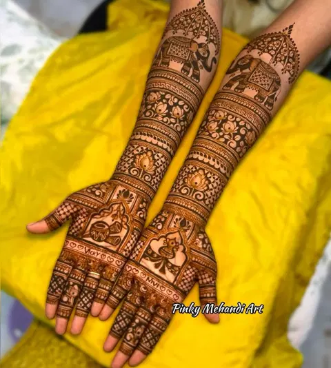bridal figure front hand mehndi design