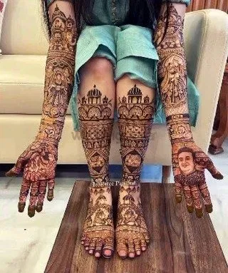Front Hand Mehndi Design with Figures