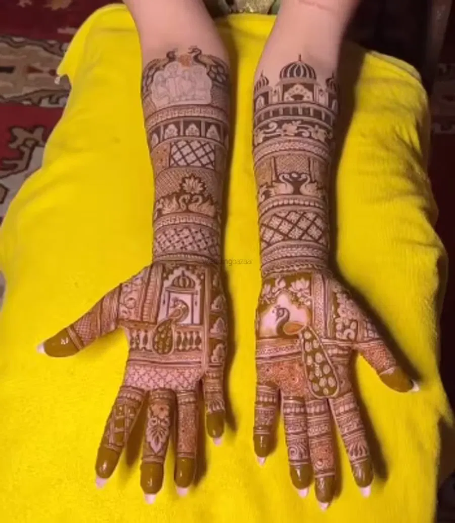 Front Hand Mehndi Design with Figures