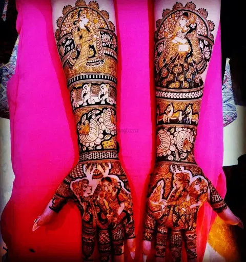 figure full hand mehndi design